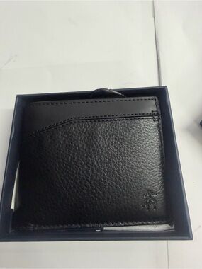 Brooks Brothers Black Leather Card & Key Holder